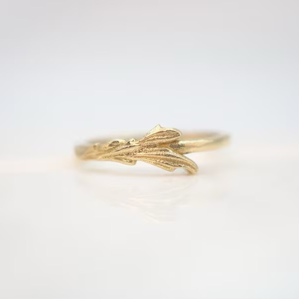 10k Yellow Gold Nature Inspired Twig Branch Ring - Picture 8 of 8